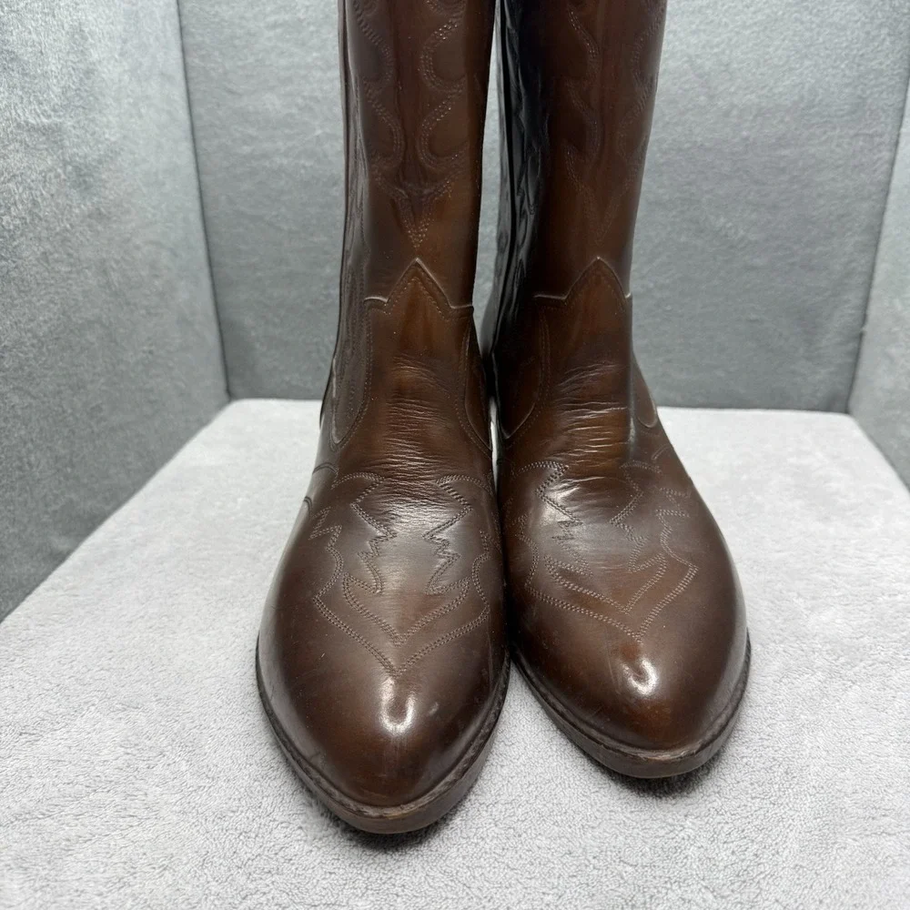 Vintage Andrew Geller Womens Leather Western Cowboy Boots Size 10 Brown USA
